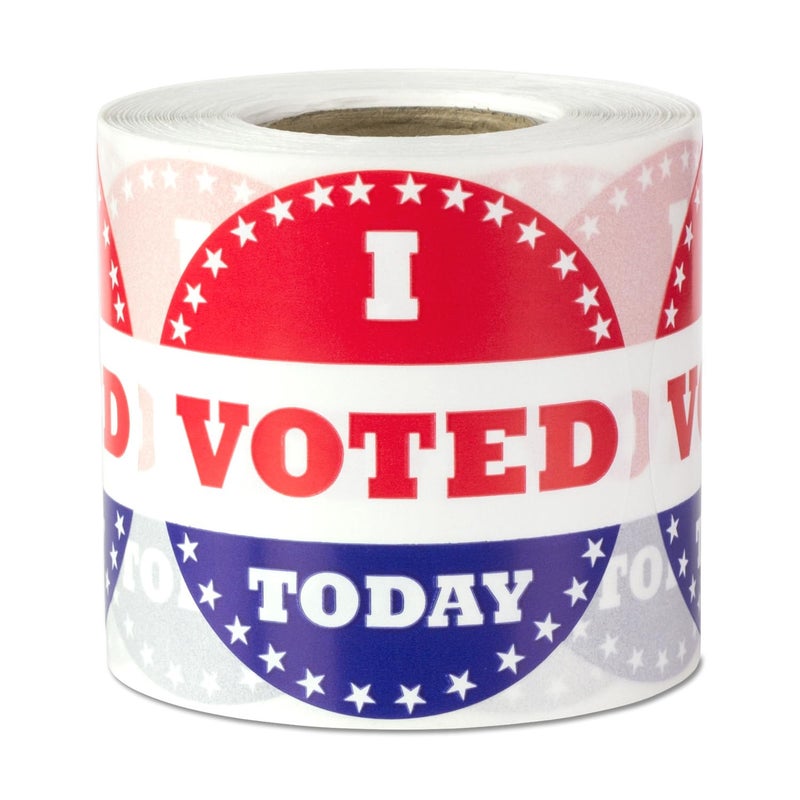 OfficeSmartLabels 300 Labels - I Voted Today Stickers with American Flag - 2 inch, Round, Circle Dot - I Voted Stickers - Red, White & Blue - Fabric Friendly, Pressure Sensitive Self-Adhesive - Image 1